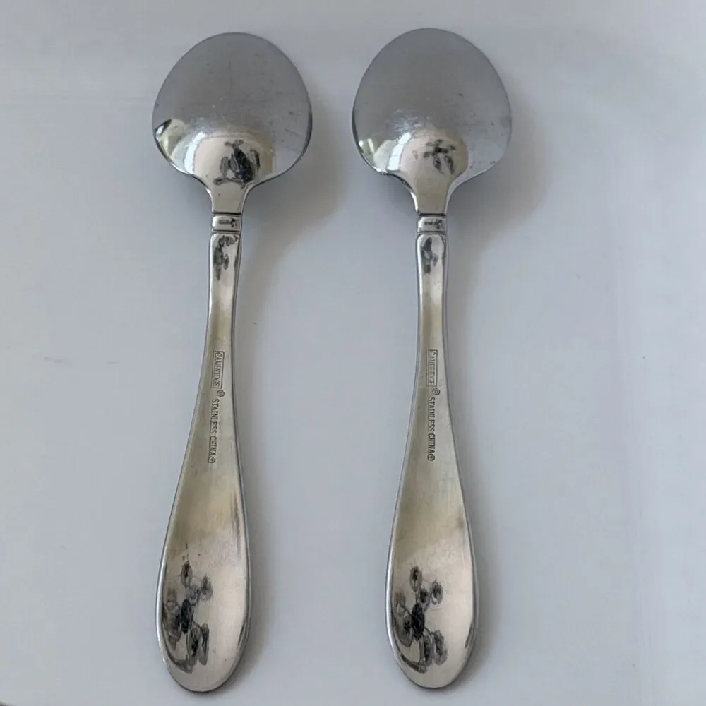 3pc Cambridge Cherish Dinner Knife and Spoons Stainless Frosted Handle
